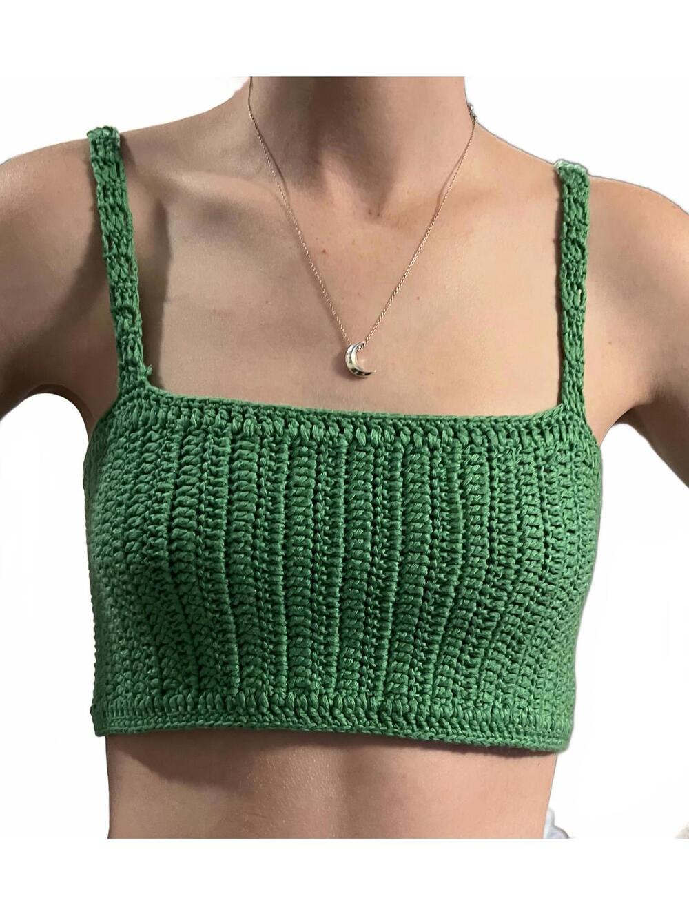 Polly Princess, Green Crochet Crop Top, Wilderkind, Festival, WhimsigothSize S/M